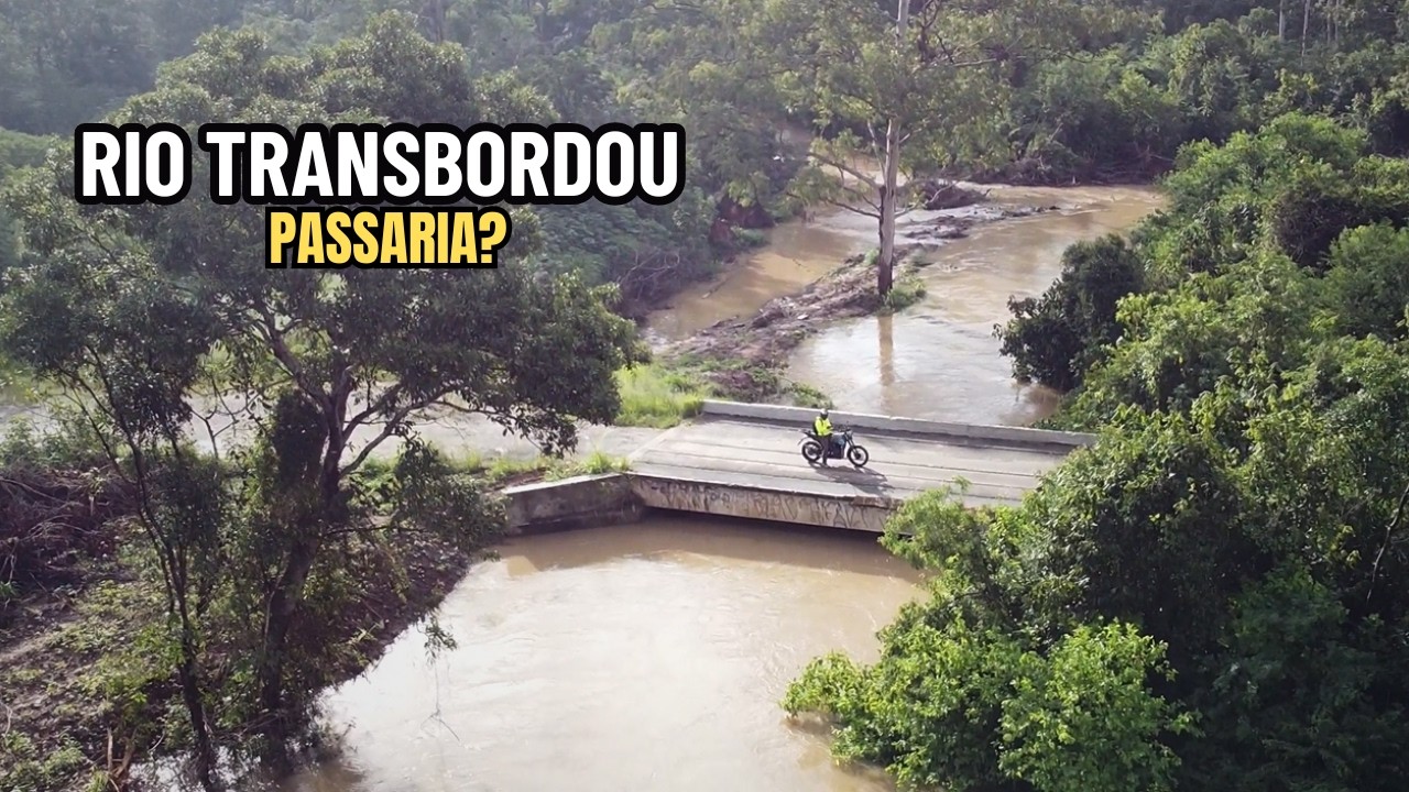 O rio transbordou… fui ver de perto com a Scram 411 😳🌧️