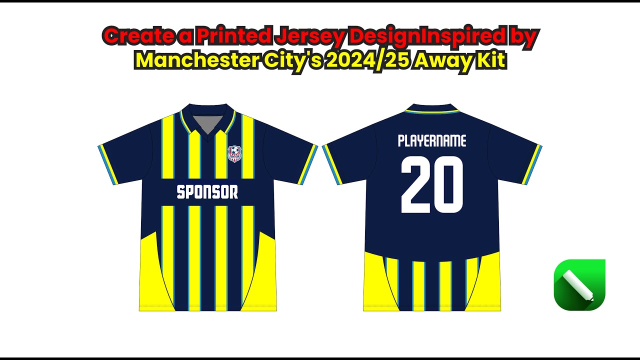 Desain Jersey Futsal yang Terinspirasi dari jersey Tandang Manchester City 2024/25 di CorelDRAW!