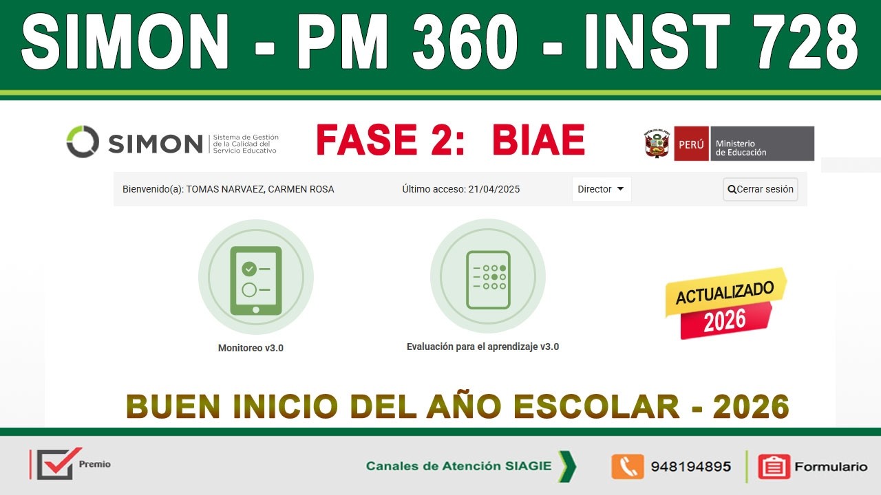 Registro PM 360 - INST 728 Buen Inicio Del Año Escolar 2026 (BIAE - FASE 2) - SIMON 2026