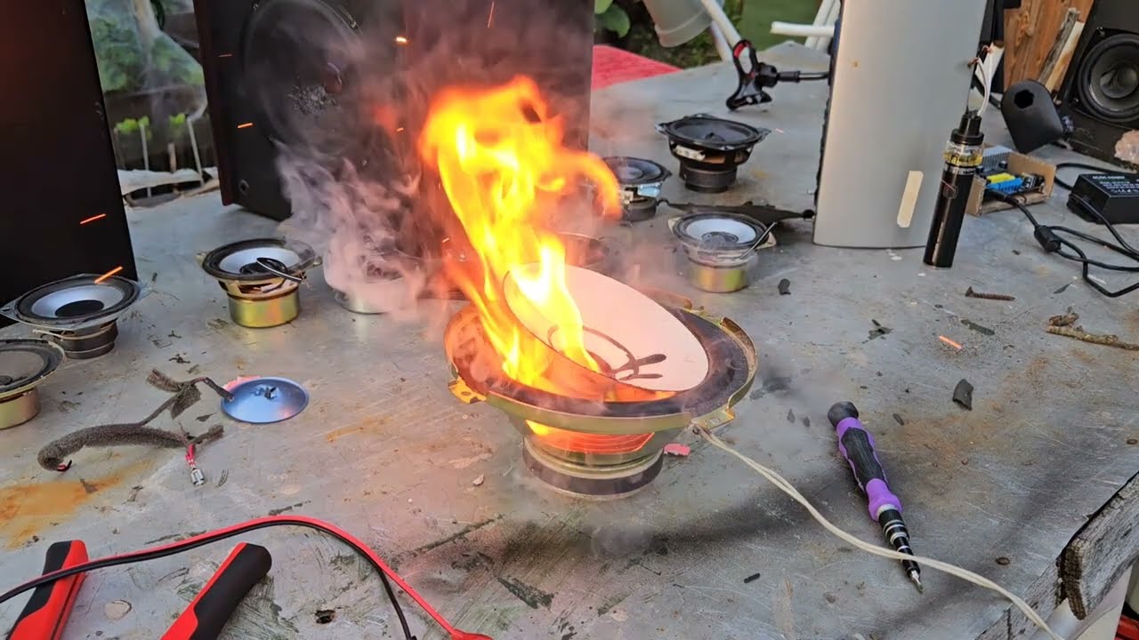 speakers blowing