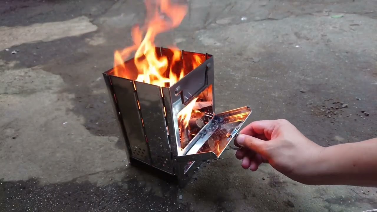 Kompor Kayu Lipat Portable Camping Stainless Stell |   Kompor Mini Outdoor | Panggangan Outdoor
