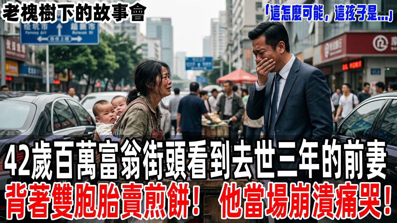 「這怎麼可能，這孩子是...」42歲百萬富翁街頭看到去世三年的前妻背著雙胞胎賣煎餅！他當場崩潰痛哭！【老槐樹下的故事會】