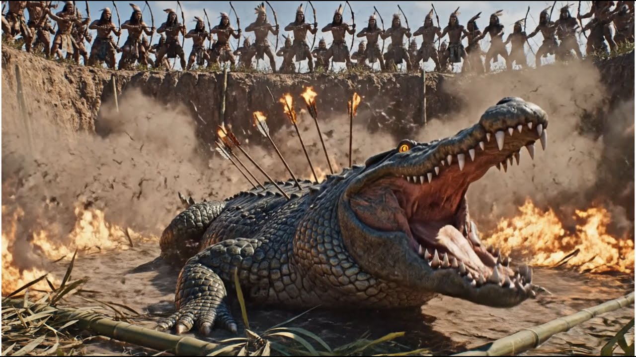 Monster Huge Crocodile Attacks Ancient Red Indian Victorious Tribe | Epic AI Film