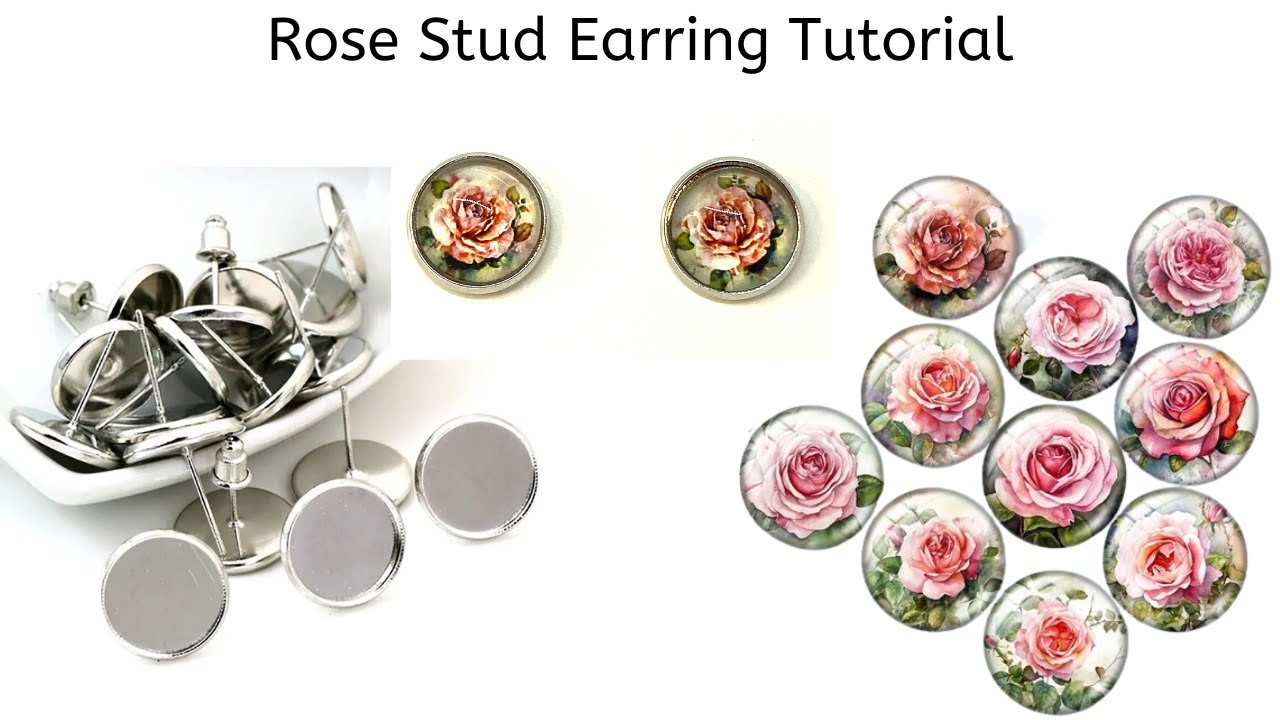 Cabochon Earrings, Mothers Day Earrings, Stud Earrings, Shabby Chic, Earring Tutorial, Jewelry