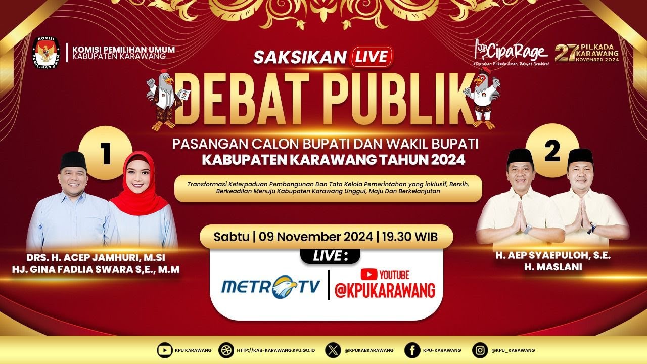 LIVE : DEBAT PUBLIK PASANGAN CALON BUPATI DAN WAKIL BUPATI KABUPATEN KARAWANG TAHUN 2024
