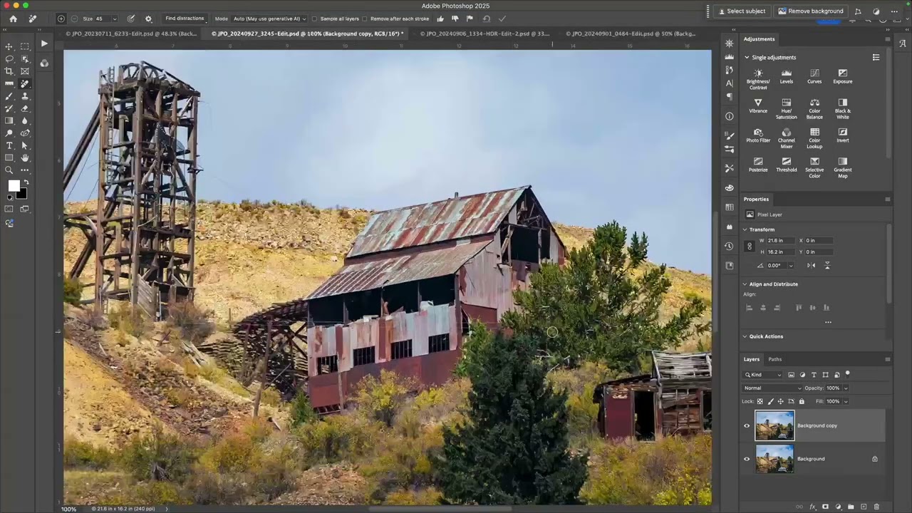 Photoshop 2025:  One-click Power Line Removal and More!