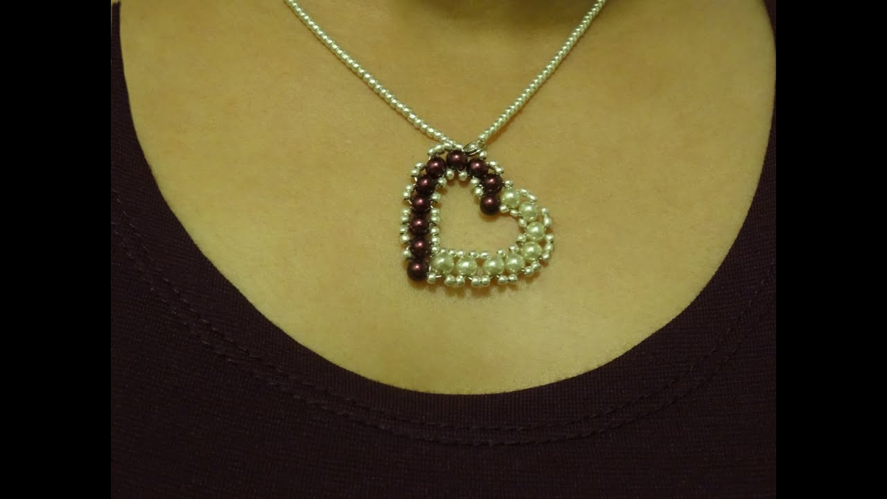 Full tutorial- How to make a small heart pendant with pearls/ DIY Valentine's day project
