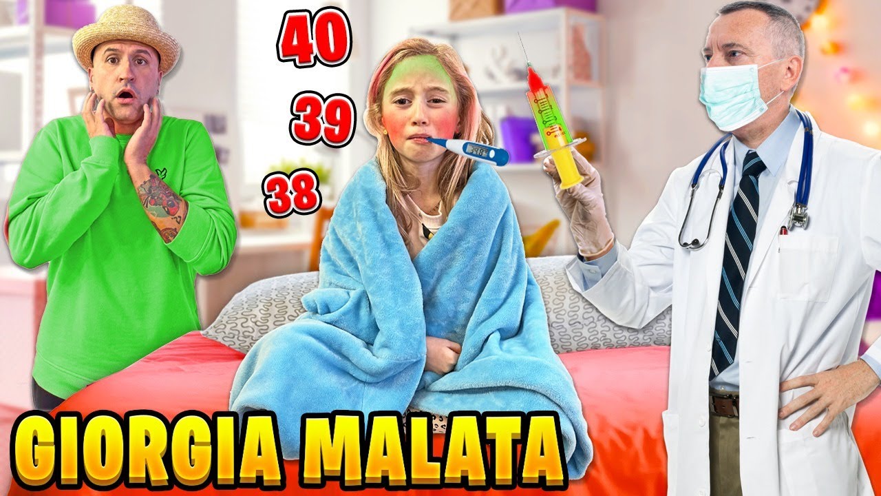 GIORGIA HA FEBBRE ALTA SI SENTE MALE A SCUOLA E VOMITA E PAP&Agrave; SALVO E MAMMA CINZIA CHIAMA IL DOTTORE