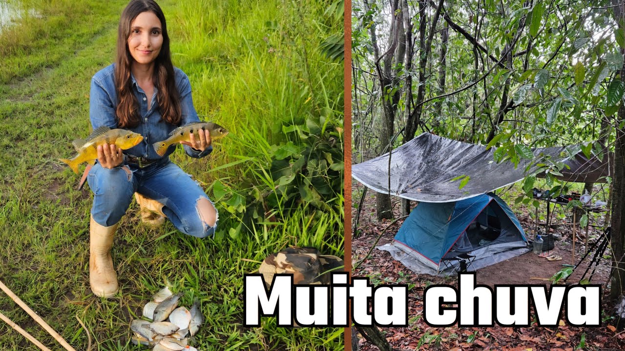 O Acampamento mais CHUVOSO que já fizemos com muita fartura de PEIXES pescaria raiz
