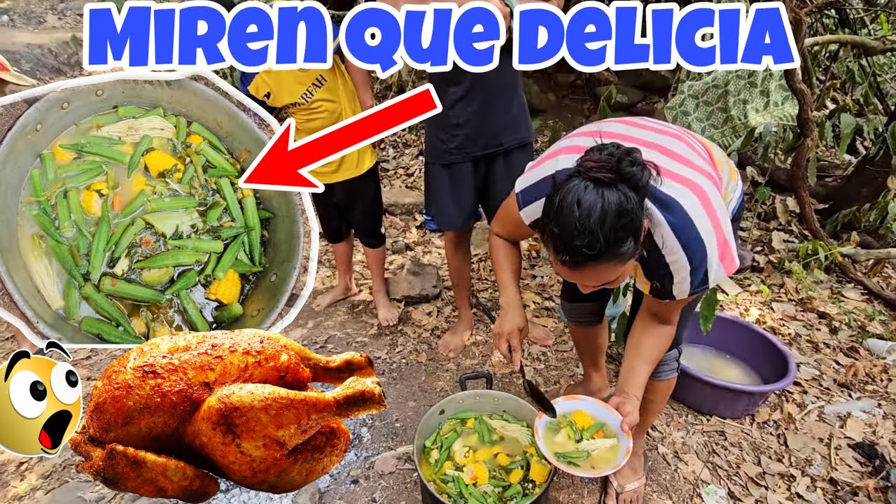 Miren Que buena Quedó este Gran sopon de Gallina en la oria del río 🙏