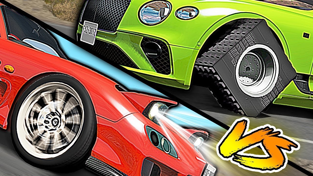 Square Wheels VS Round Wheels #1 - BeamNG Drive