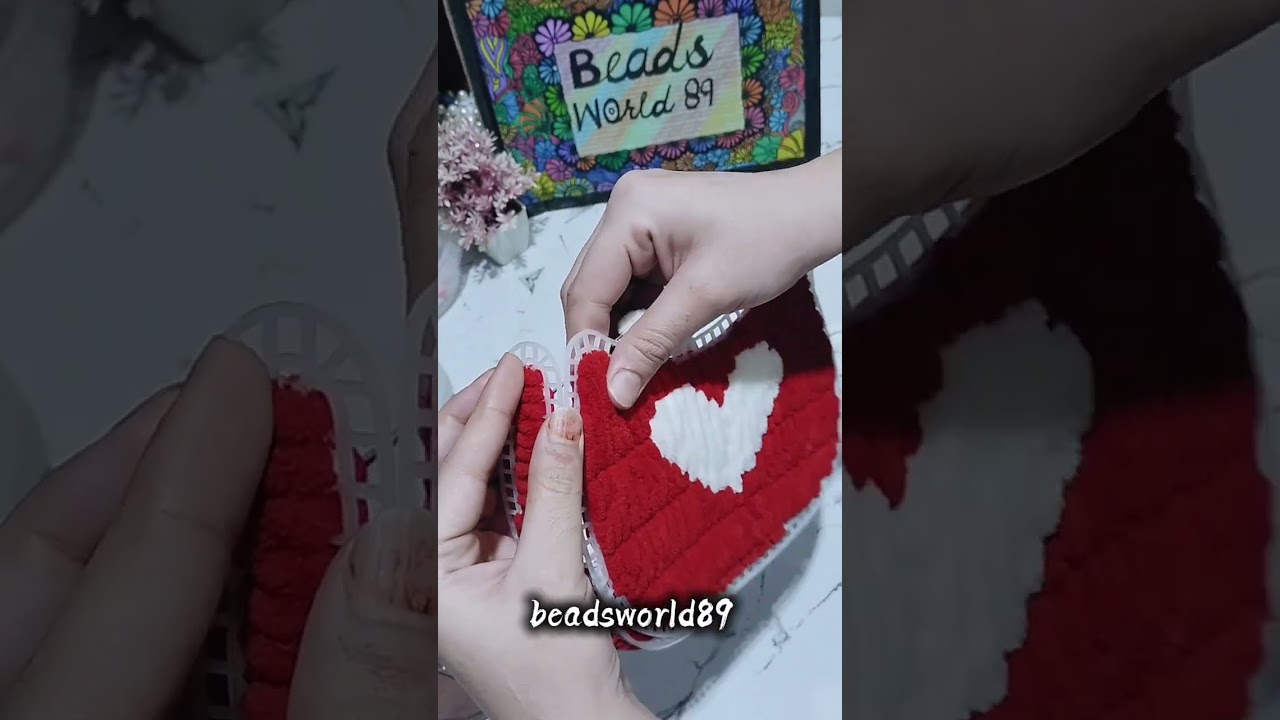 Part 2 of heart ❤️ shape plastic canvas bag...#handmade