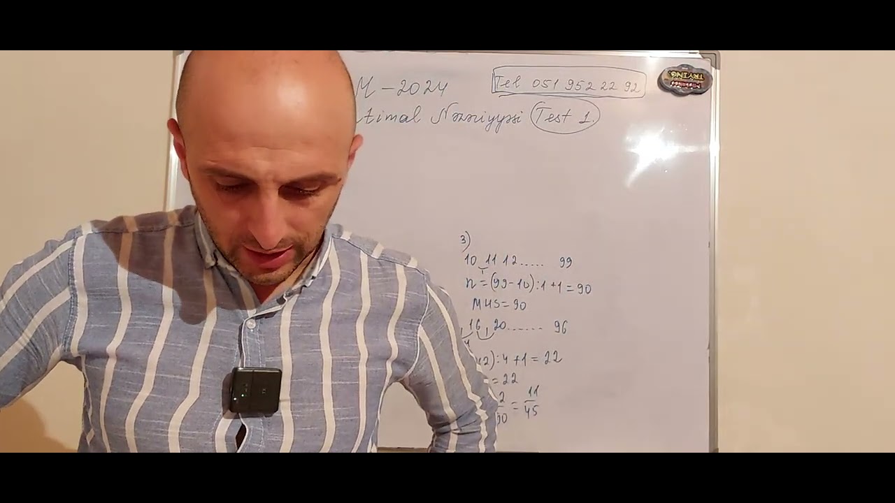 Riyaziyyat MHM test 2024 Ehtimal nəzəriyyəsi test1 bütün sualların izahı.