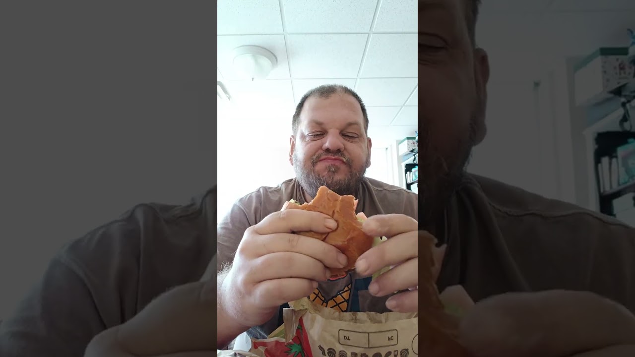 Eating three burgers