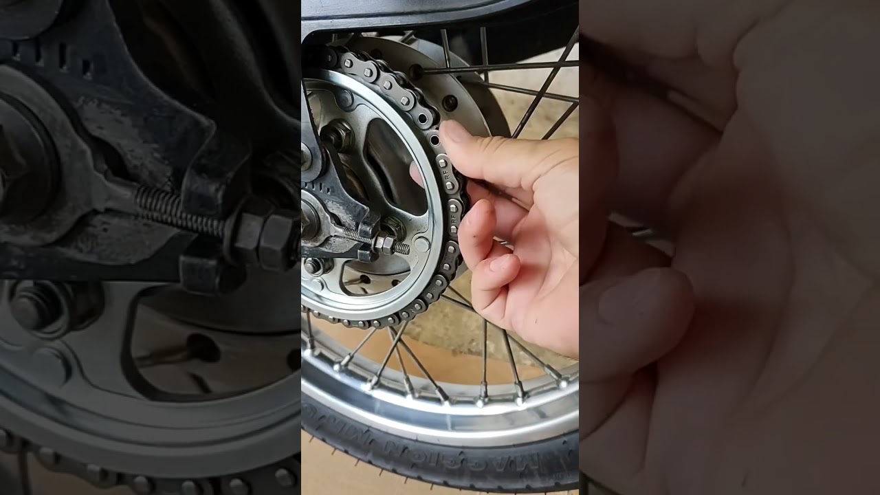 بستن قفل زنجیر  موتور سیکلت .‌‌Locking the motorcycle chain