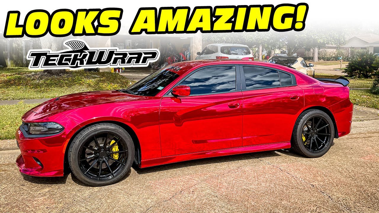 AMAZING Red Chrome Wrap DODGE CHARGER 392 Teckwrap