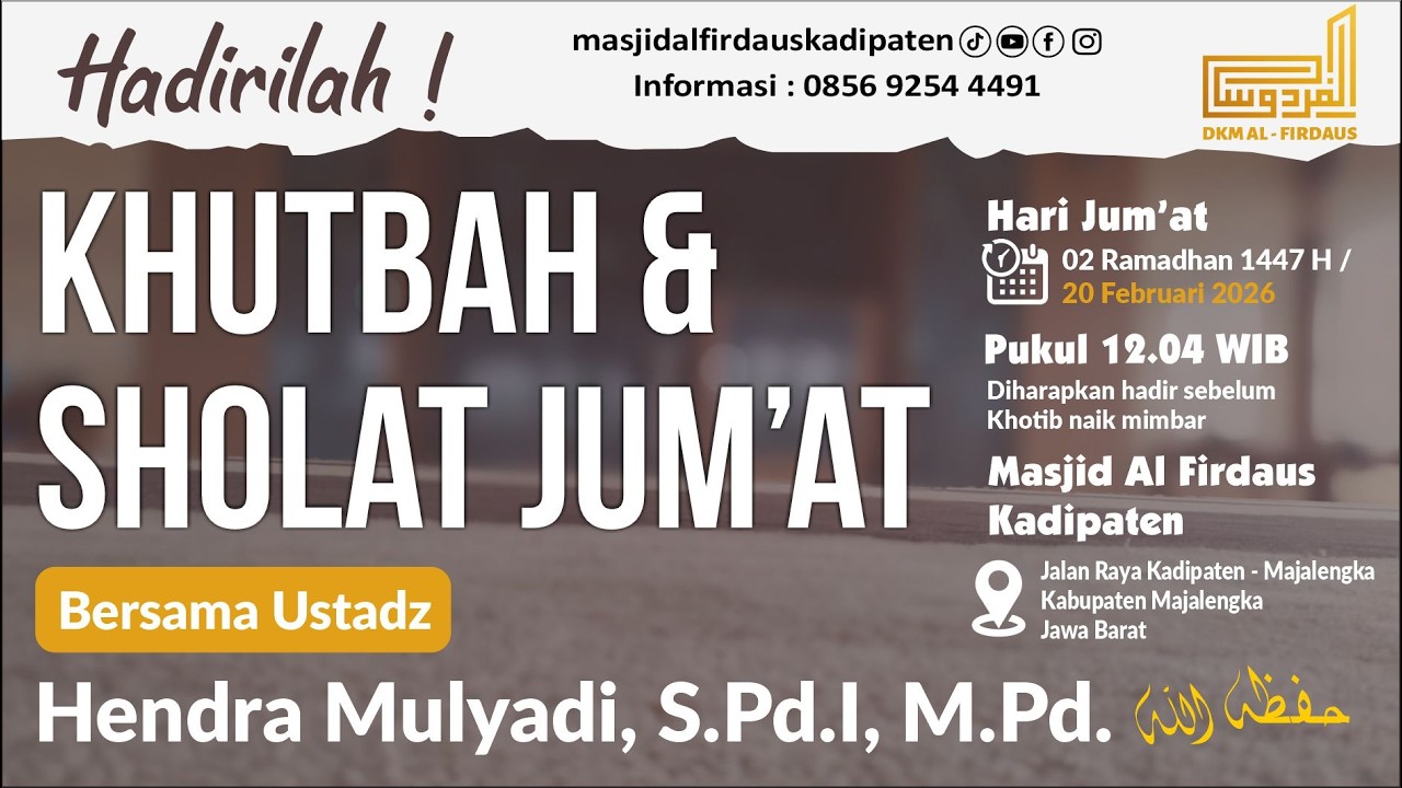 [LIVE] Khutbah dan Sholat Jum'at - Ustadz Hendra Mulyadi, S.Pd.I, M.Pd.  حفظه الله