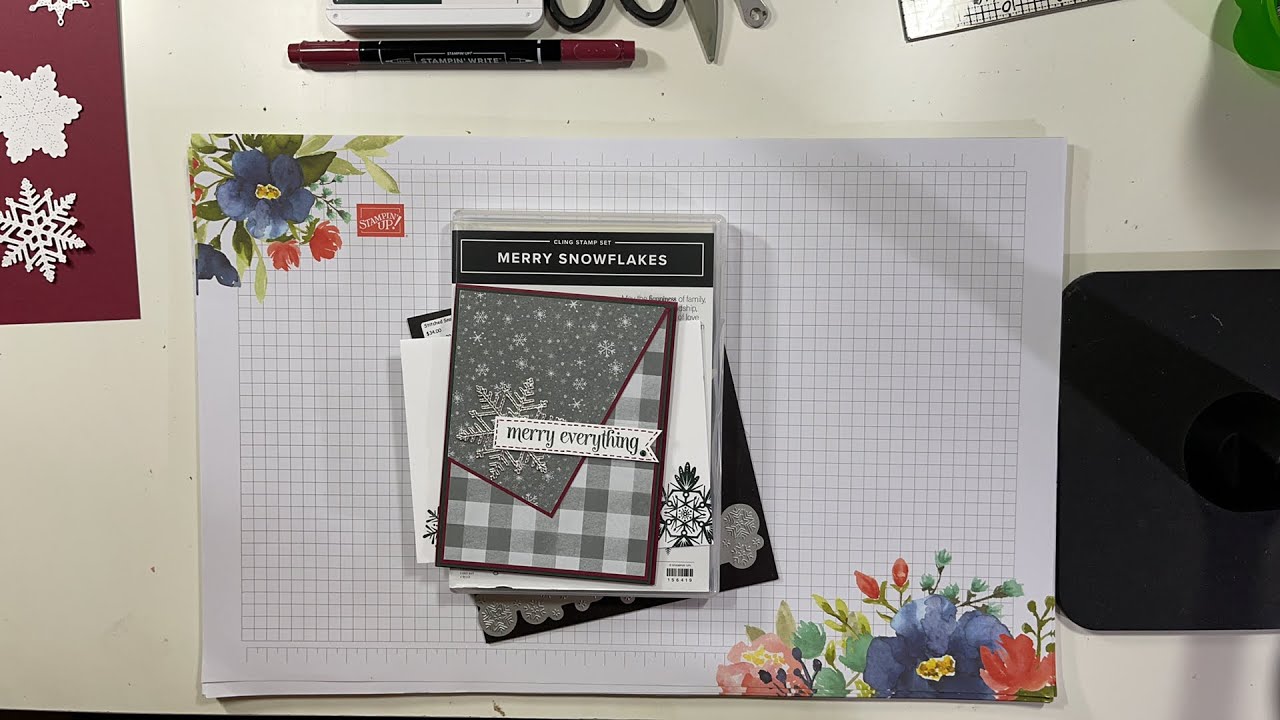 Stampin Up//Merry Snowflakes//Stitched Snowflakes//Peaceful Place DSP//Masculine Card//Christmas