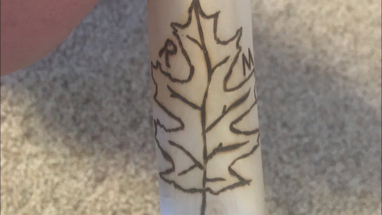 Poplar Walking Stick - use a wood burner to decorate - walking stick art work