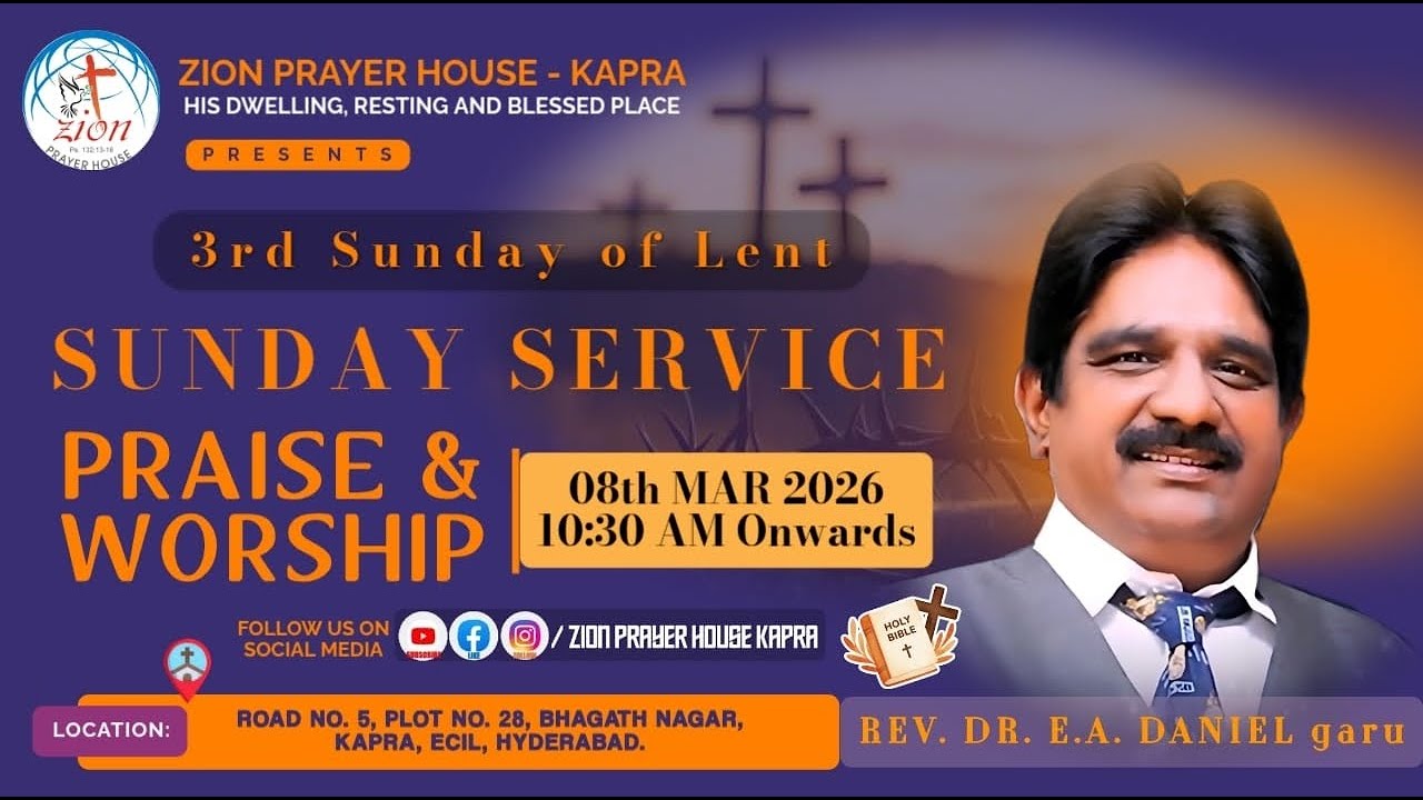 #Live Sunday Service | Praise & Worship |08-Mar-2026| Rev Dr EA Daniel | Zion Prayer Ministries-Kapr