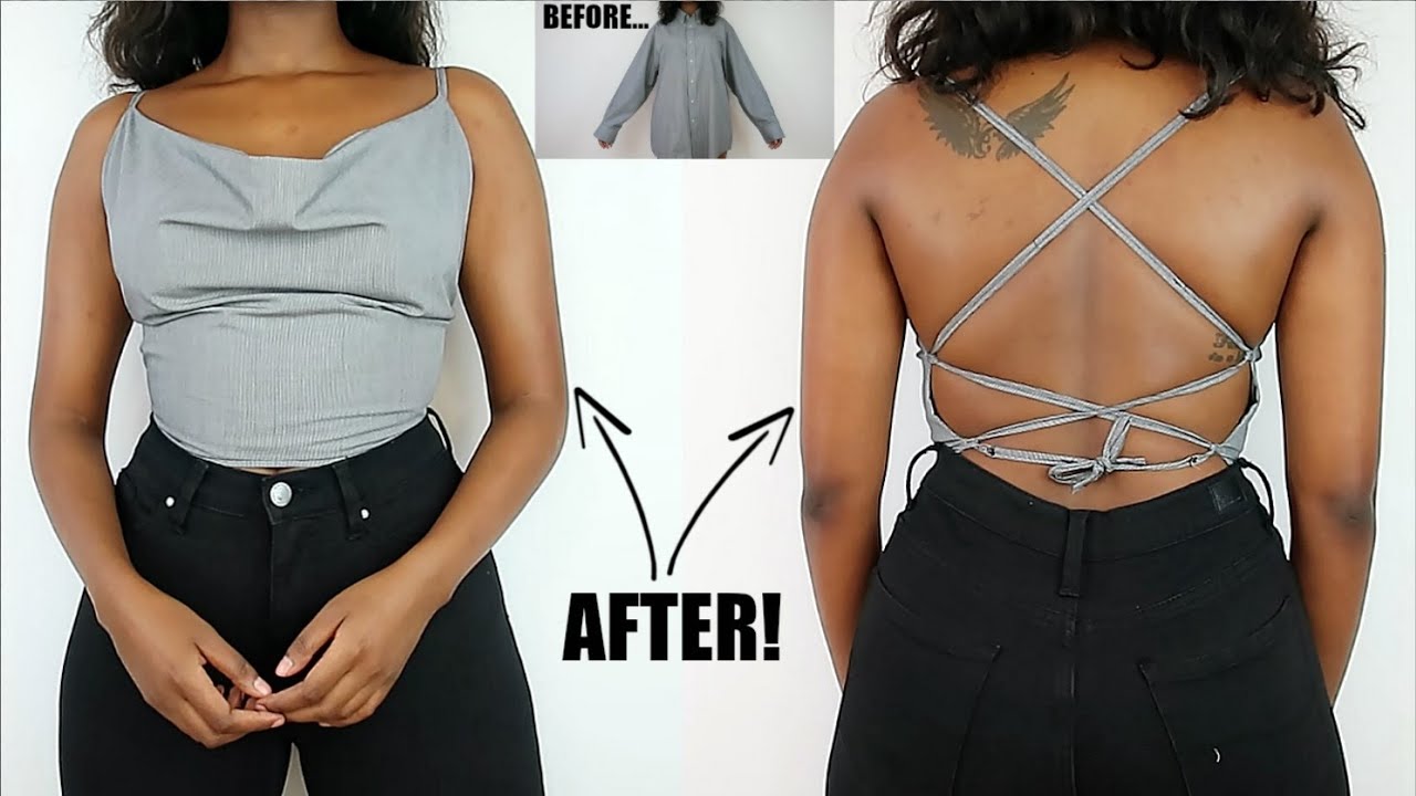 DIY Crisscross Back Cowl Neck Top | Men's Shirt Refashion