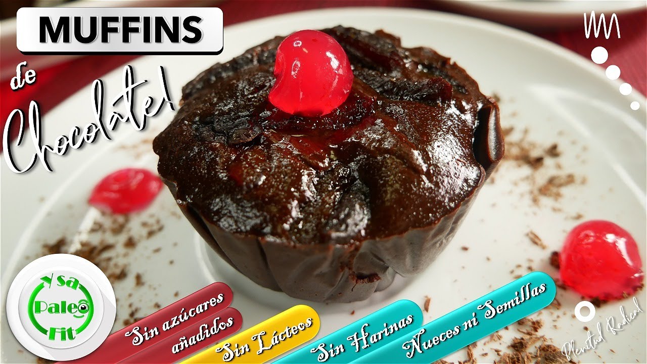 Muffins de chocolate SIN AZÚCARES añadidos, sin LÁCTEOS, sin harinas, nueces ni semillas 🍫