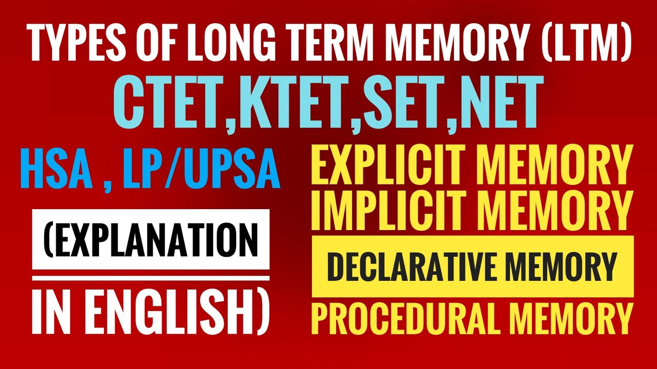 LP/UPSA-Impicit&Explicit memory in English-Educational Psychology TET,SET,NET,B.Ed,TTC|TypesofMemory