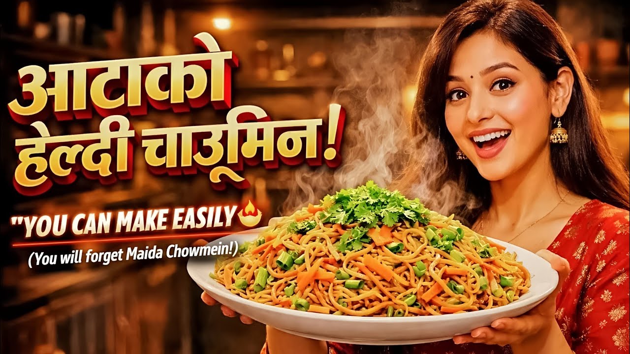 घरमै गहुँको आटाको चाउमीन बनाउने सजिलो र हेल्दी तरिका l street style Homemade noodles Chaumin Recipe 