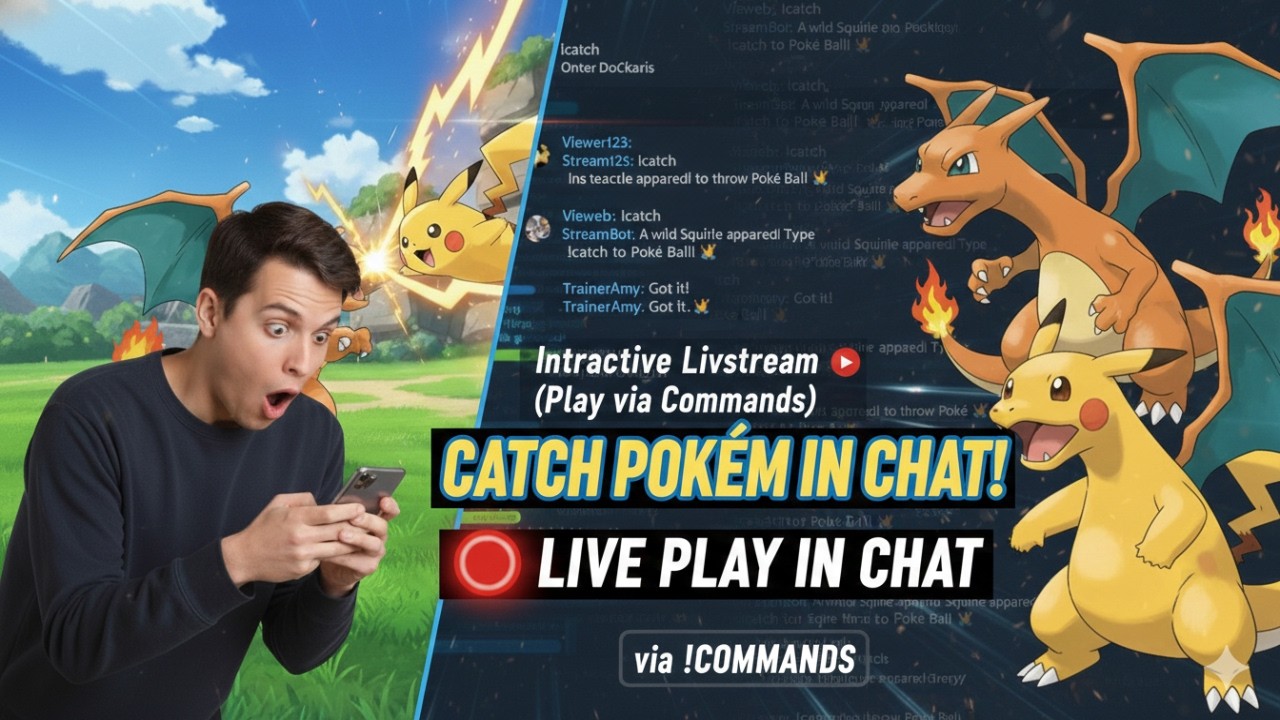 CATCH POKÉMON IN CHAT! 🔴 Interactive Livestream (Play via Commands)