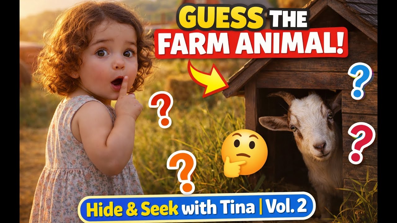 LEARN 4 BEST Farm Animals Names & Sounds ! 🤫 Hide & Seek with Tina  Vol  2
