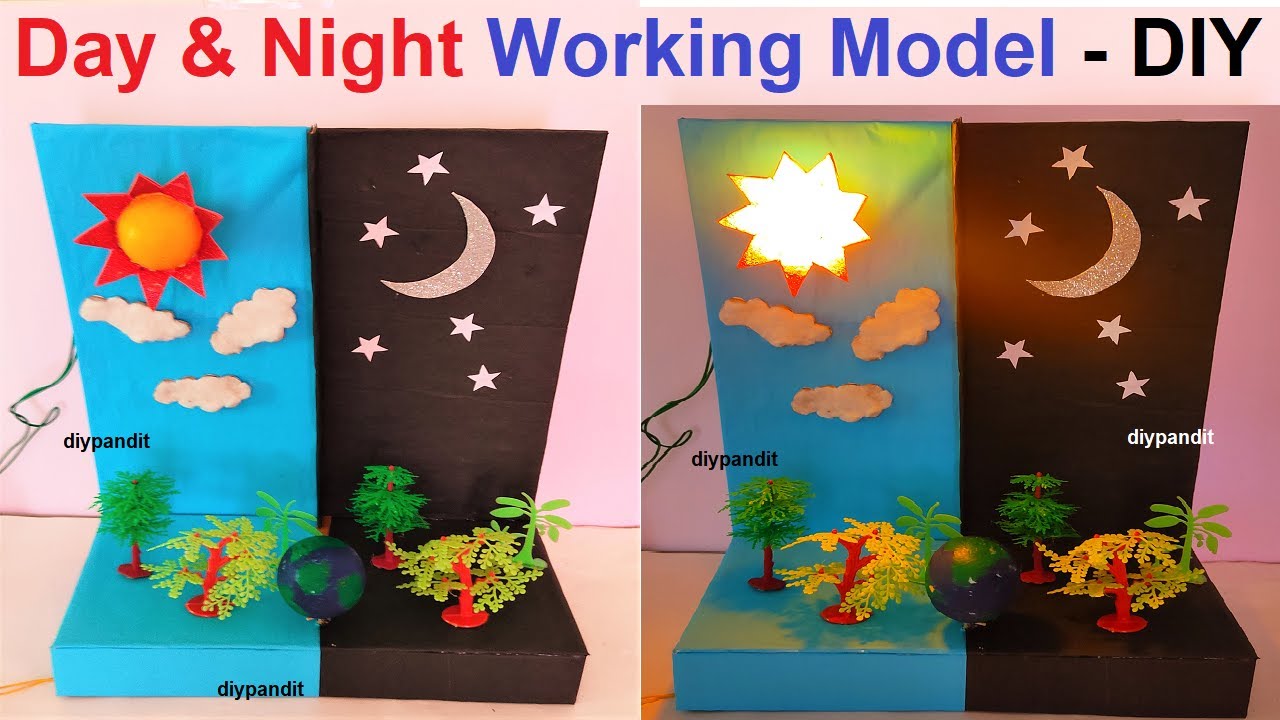 day and night working model 3d for science project exhibition - innovative and new ideas DIY pandit