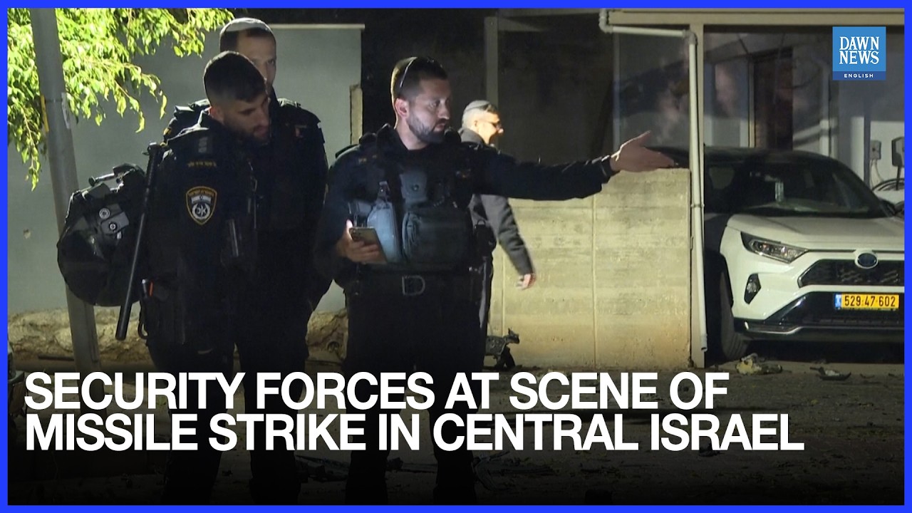 Security Forces At Scene Of Missile Strike In Central Israel, Fighter Jets Seen Flying Overhead