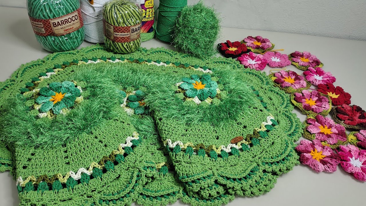 Fico um luxo esse jogo de banheiro! 🤍💚🥰👏@altamirescrocheimports 