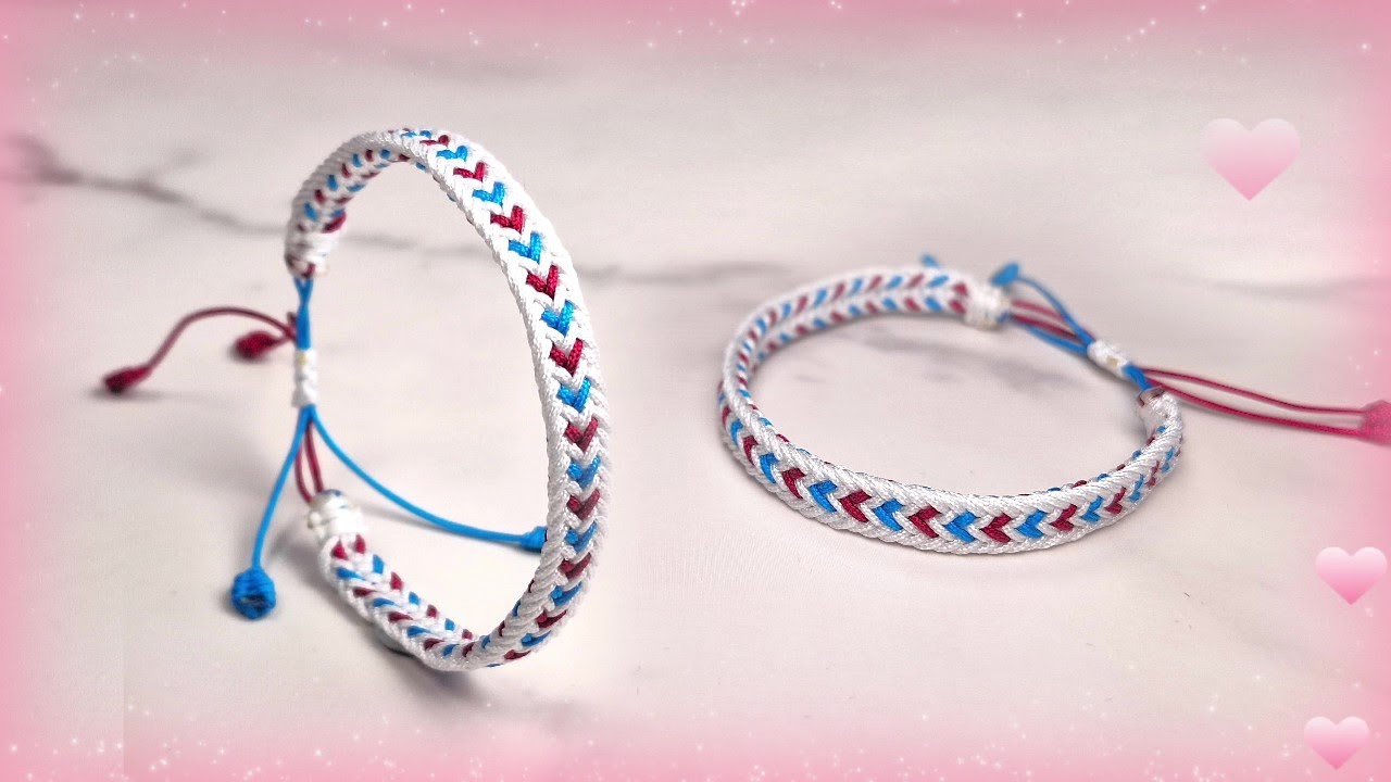 Lovely❤️ Kumihimo Macrame Two-Color Heart Friendship Bracelet with Leaf | Easy to make