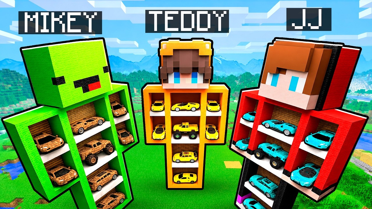 NOOB vs PRO: GARAGE STATUES Build Challenge! (Minecraft)