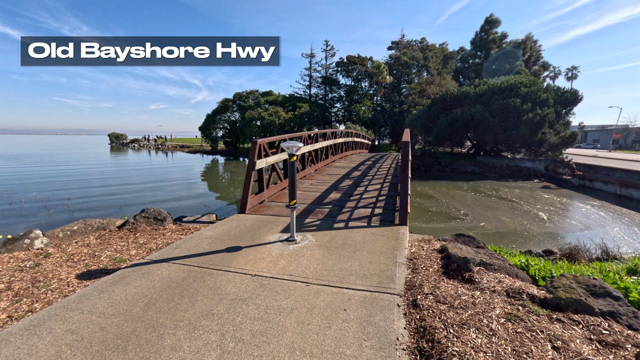 Millbrae Waterfront → Broadway — Old Bayshore Highway | Real-Time Walk (No Music)