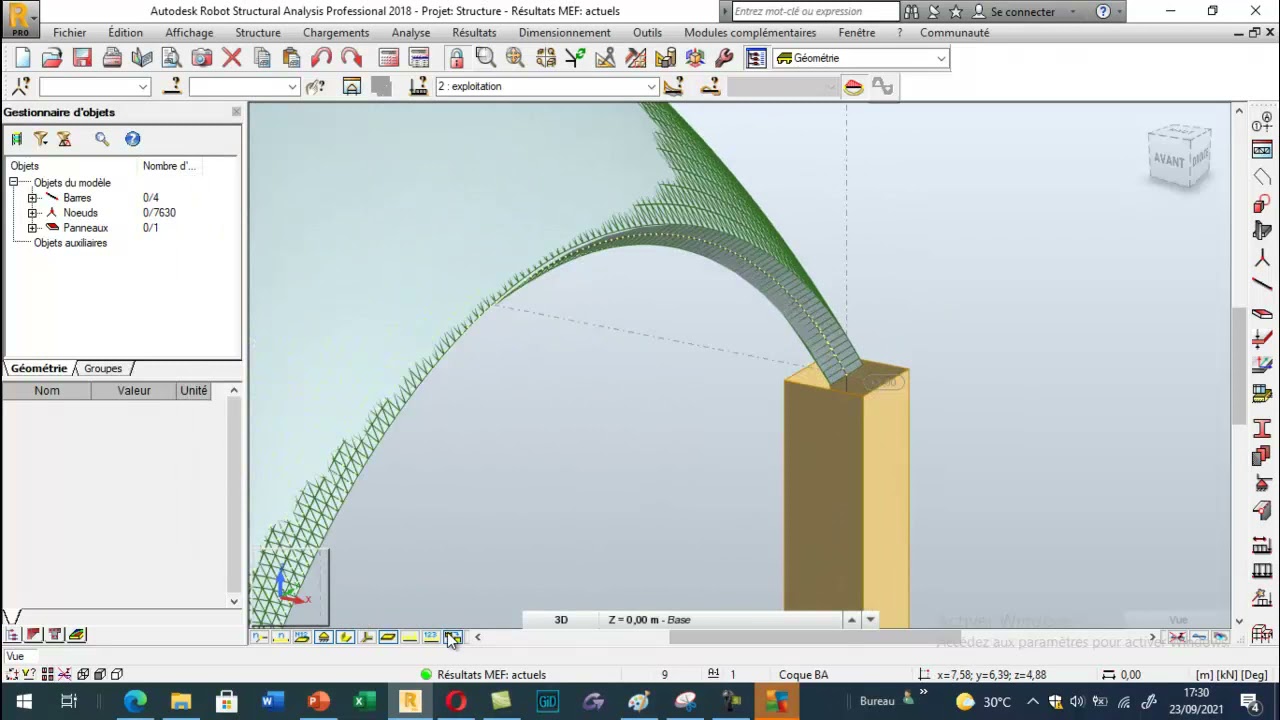 Modélisation d'une coque à l'aide du Logiciel Robot Structural Analysis 2018
