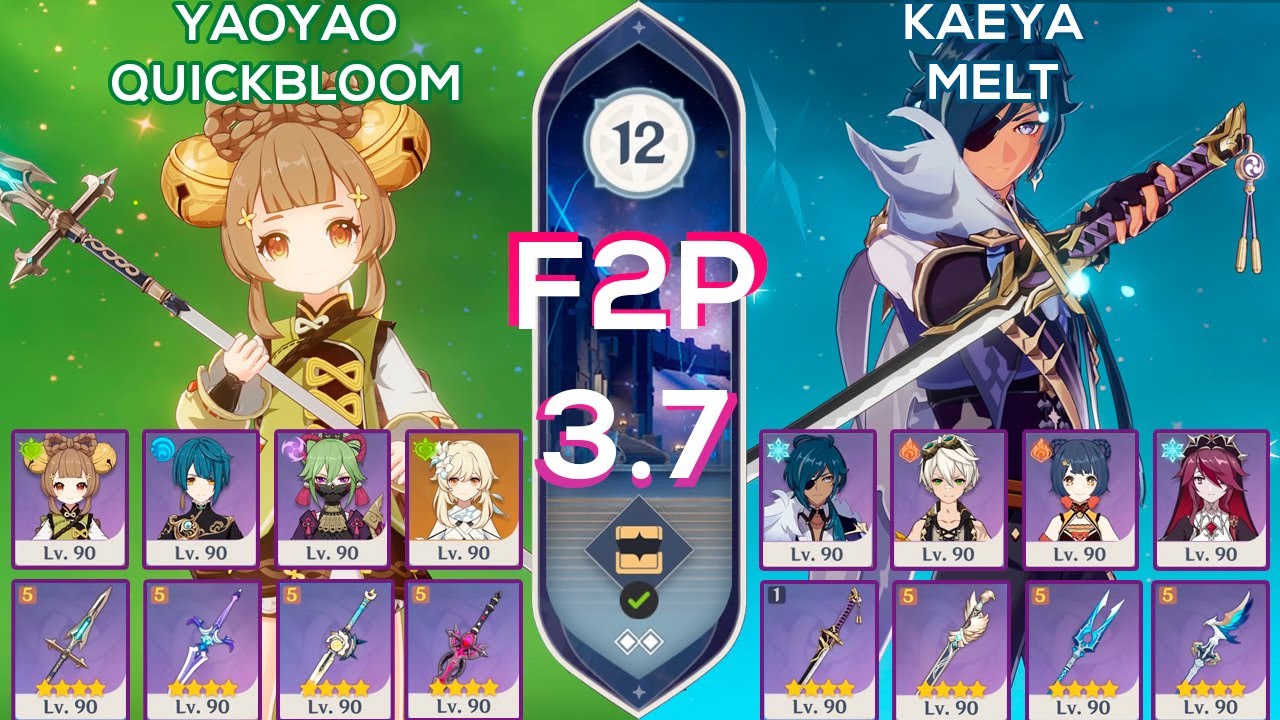 [F2P] NEW Spiral Abyss 3.7 Yaoyao QuickBloom & Kaeya Melt I Floor 12 9 stars Genshin Impact