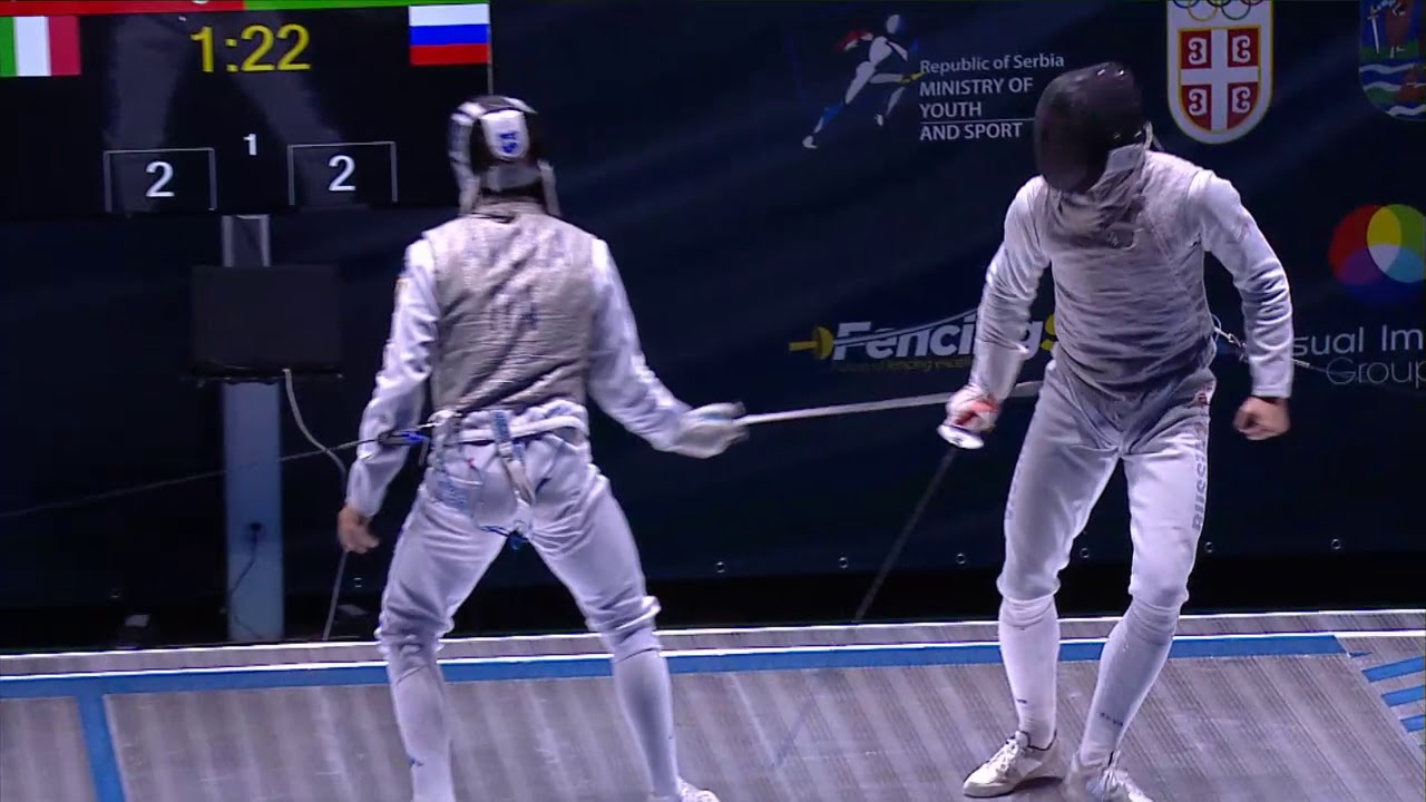 2018 T04 02 M F Individual Novi Sad SRB European Championships podium CHEREMISINOV RUS vs AVOLA ITA