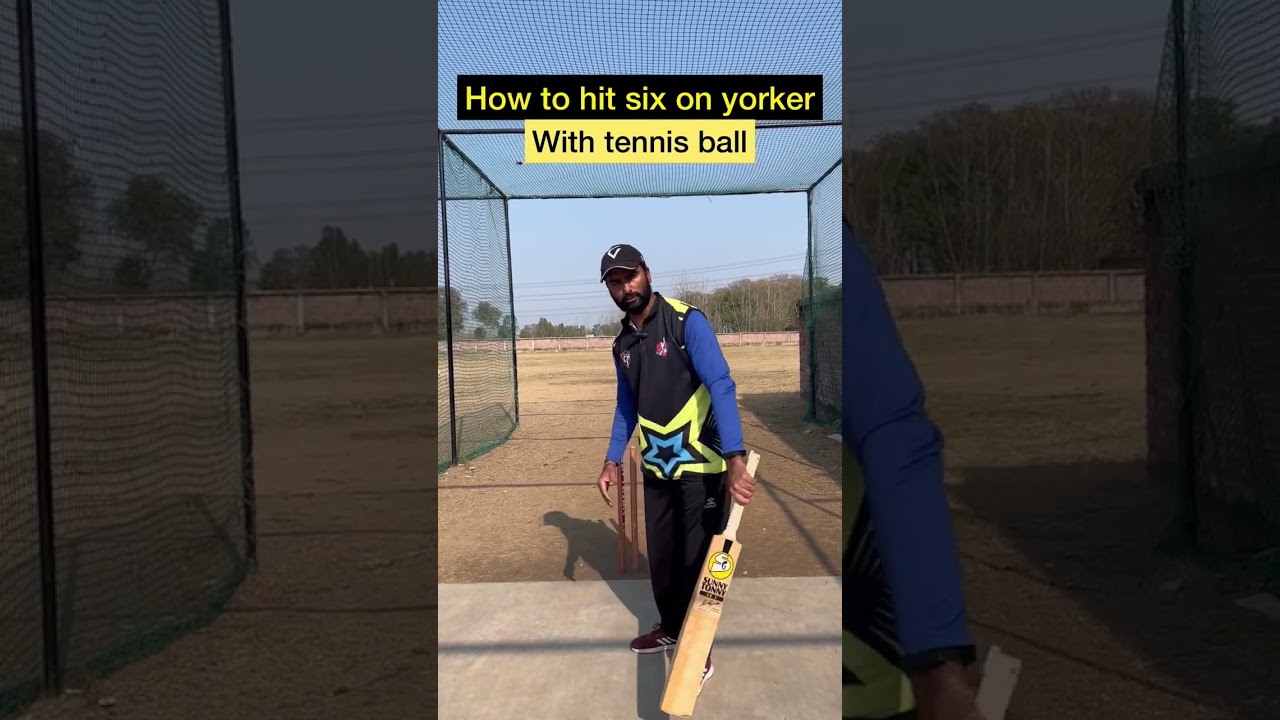 How to hit six on yorker with tennis ball | #shorts