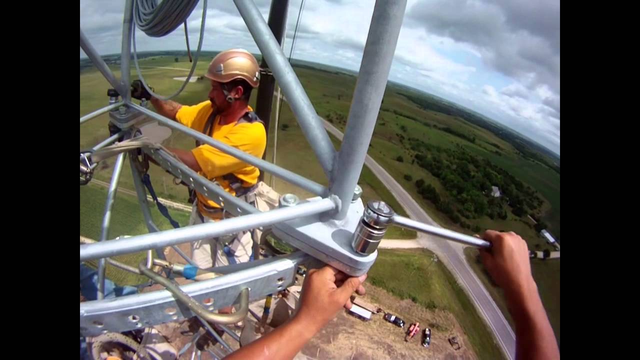 Rebuilding a communication tower in Blaine Kansas.