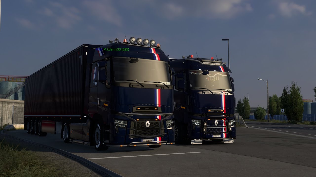 ETS2 TruckersMP - Renault T 520cv HARD TRAFFIC @ Duisbourg Germany by Night