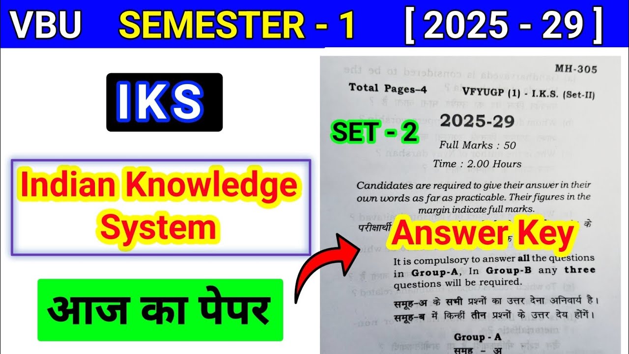 VBU Sem 1 IKS Questions Paper 2025 29 | Semester 1 indian knowledge system important questions set 2