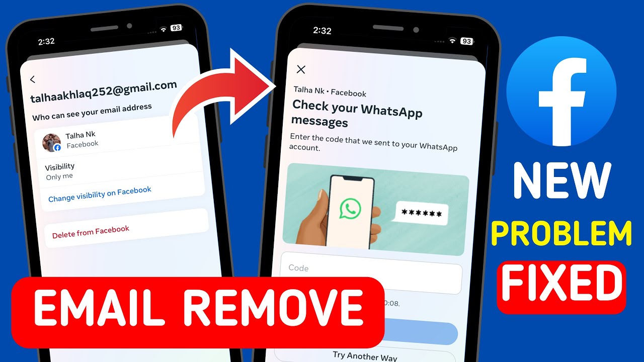 How To Remove Gmail From Facebook 2024 Check Your Whatsapp Messages Problem | Fb से Gmail कैसे हटाये