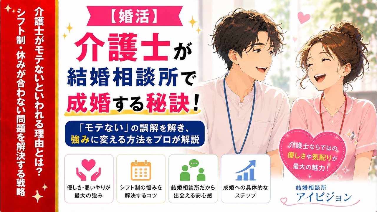 【婚活】介護士が結婚相談所で成婚する秘訣！「モテない」の誤解を解き、強みに変える方法をプロが解説