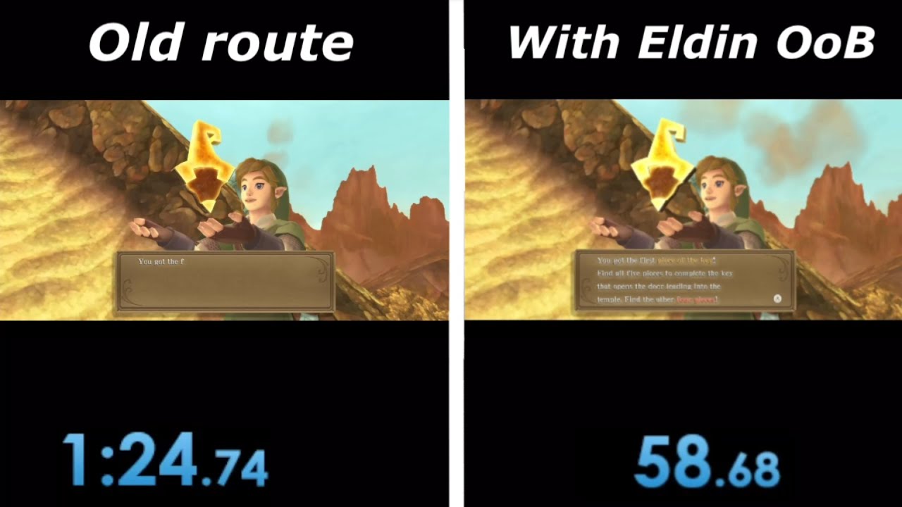 Eldin OoB/Old route comparison Skyward Sword HD (read description for further details)