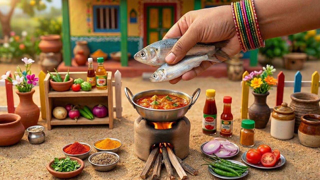 Miniature Bihari Mustard Fish Curry 🐟🔥 Tiny Foodkey’s Irresistible Masala Recipe