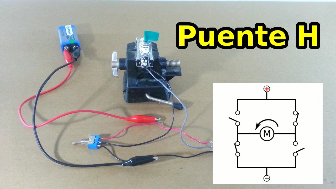 Inversor de giro para motor eléctrico - Puente H con interruptores.