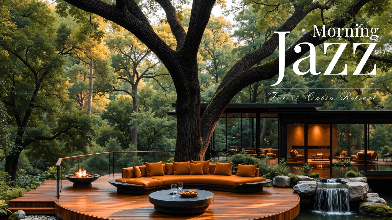 Утренний Джаз В Уединенном Лесном Домике | Нежный Джаз, Звуки Ручья И Свежий Утренний Свет Для Со...
