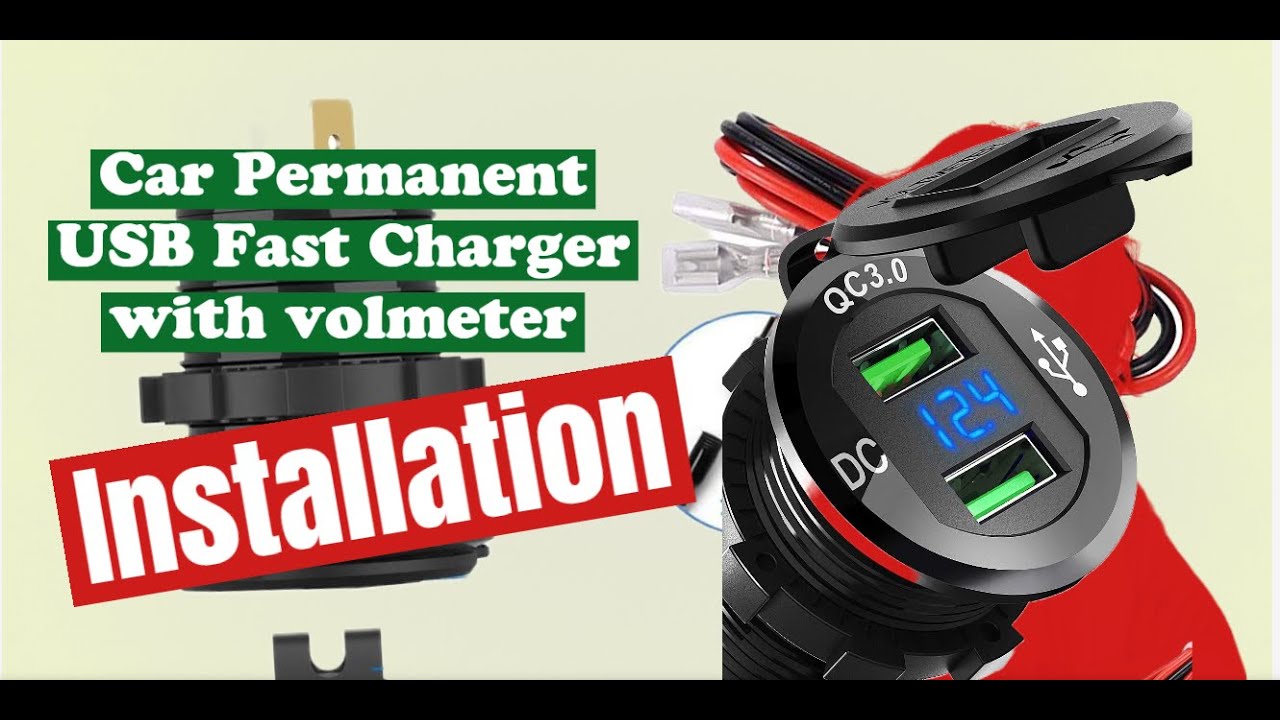 Permanent USB fast charger with built in voltmeter installation